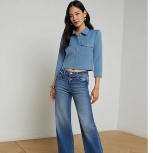 L’AGENCE Kumi Cropped Jacket in Blue Mist NWOT SZ6